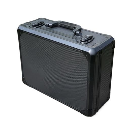 Wasserdichter staubdichter Werkzeugkasten aus Kuns Tragbarer Werkzeugkasten aus schwarzer Aluminiumlegierung, große Musteranzeigebox for Instrumente und Geräte mit stoßfestem Schwamm-Werkzeug-Organize von DUOCAI