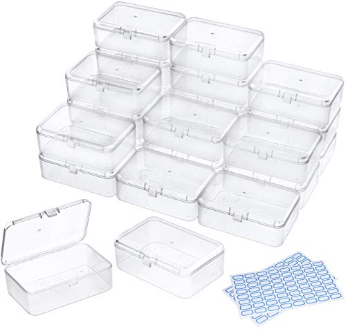 DUOFIRE Aufbewahrungsbox mit Deckel Klein, 24 Stück Sortierboxen für Kleinteile,Mini Plastikbox Transparentem-9 x 6 x 3,2 cm für Kleine Perlen,Pillen,Schmuck,Schrauben Sortierbox,Bastelzubehör von DUOFIRE