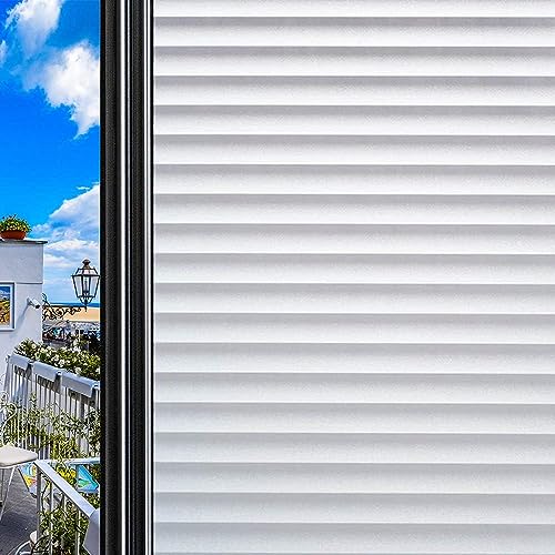 DUOFIRE Privatsphäre Fensterfolie Dekorfolie Sichtschutzfolie Ohne Kleber Selbstklebend Glas Fenster Aufkleber Anti-UV Folie (44,3 * 200CM) von DUOFIRE