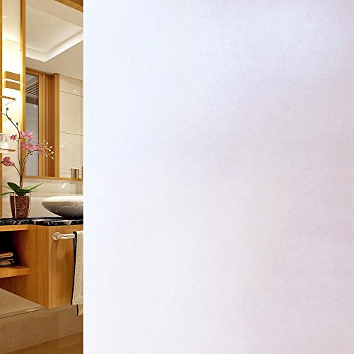 DUOFIRE Privatsphäre Fensterfolie Dekorfolie Sichtschutzfolie Ohne Kleber Selbstklebend Glas Fenster Aufkleber Anti-UV Folie (90cm X 200cm, DS001W) von DUOFIRE