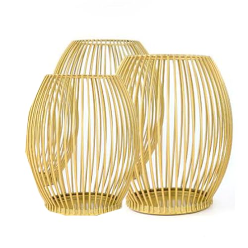 3er Oval Kerzenständer Set Metall Laterne Kerzenhalter Stabkerze Kerzenleuchter Kreativ Vintage Kerzen Ständer für Wohnzimmer Schlafzimmer Geburtstag Hochzeit Weihnachten Essen Tischdeko (Gold) 3er Oval Kerzenständer Set Metall Laterne Kerzenhalter Stabkerze Kerzenleuchter Kreativ Vintage Kerzen Ständer für Wohnzimmer Schlafzimmer Geburtstag Hochzeit Weihnachten Essen Tischdeko (Gold) von DUOJIN