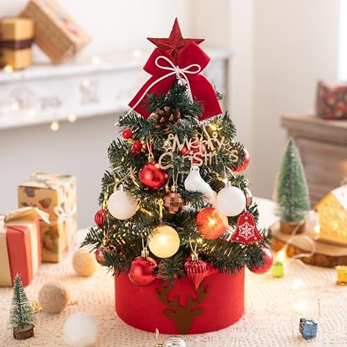 DUOJIN Weihnachtsbaum mit LED-Licht, 45 cm Mini-Weihnachtsbaum, Kleiner Weihnachtsbaum, Weihnachtsdekoration, Bastelbedarf für Tisch und Büro in der Weihnachtsfeier von DUOJIN