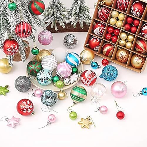 DUOJIN Weihnachtskugeln 44 stück Kunstoff Christbaumkugeln Set, Weihnachtsdeko mit Aufhänger Weihnachtsbaumkugeln Weihnachtsdeko Ornament für Party, Haus Dekoration (rotgold) von DUOJIN