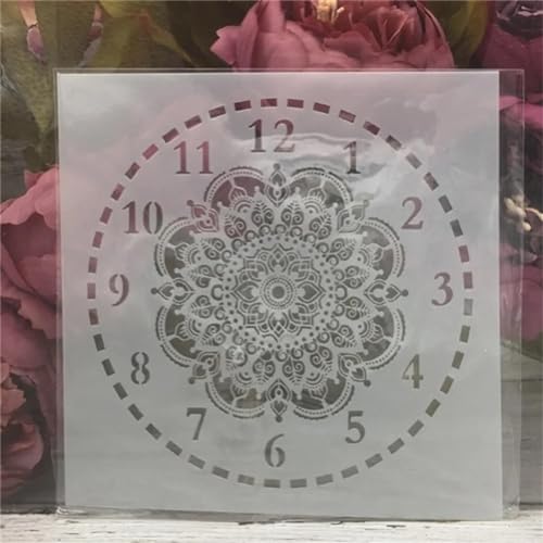 Schablonen zum Basteln, 15 x 15 cm, Uhr, Blume, Zifferblatt, wiederverwendbare Schablonen zum Malen auf Holz, Leinwand, Zeichnungsvorlagen, Wandkunst, Heimdekoration Schablonen zum Basteln, 15 x 15 cm, Uhr, Blume, Zifferblatt, wiederverwendbare Schablonen zum Malen auf Holz, Leinwand, Zeichnungsvorlagen, Wandkunst, Heimdekoration von DUOLAIYUNSO