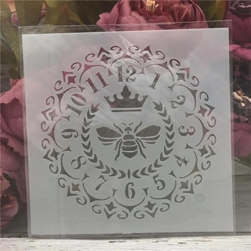 Schablonen zum Basteln, 15 x 15 cm, Uhr-Bienen-Zifferblatt, wiederverwendbare Schablonen zum Malen auf Holz, Leinwand, Zeichnungsvorlagen, Wandkunst, Heimdekoration, Stil A Schablonen zum Basteln, 15 x 15 cm, Uhr-Bienen-Zifferblatt, wiederverwendbare Schablonen zum Malen auf Holz, Leinwand, Zeichnungsvorlagen, Wandkunst, Heimdekoration, Stil A von DUOLAIYUNSO