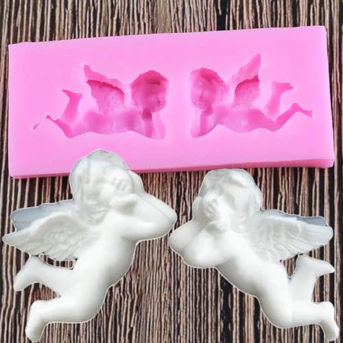 Silikonform mit Blumenmotiv, 9,1 x 3,8 cm, Engelsflügel, Cupcake-Topper, Fondant, Schokolade, Süßigkeiten, Ton, Seife, Kerzen, Party-Kuchendekorationswerkzeuge von DUOLAIYUNSO