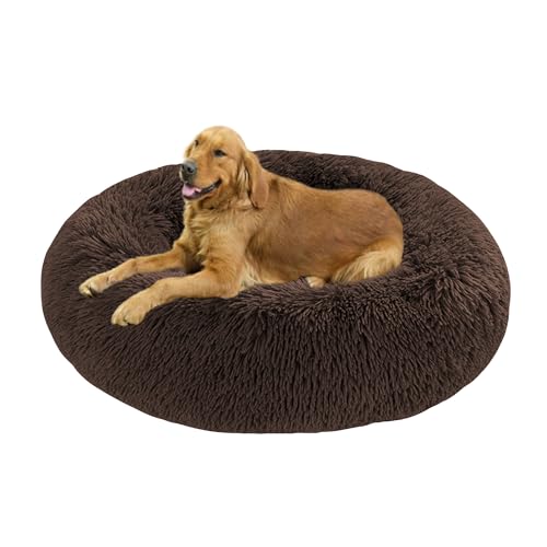 Donut-Hundebetten mit rutschfester Unterseite, beruhigendes, flauschiges Hundebett, waschbar, wärmendes Haustierkissen, mittelgroß, 80 x 80 x 20 cm, Braun Donut-Hundebetten mit rutschfester Unterseite, beruhigendes, flauschiges Hundebett, waschbar, wärmendes Haustierkissen, mittelgroß, 80 x 80 x 20 cm, Braun von DUOLEH