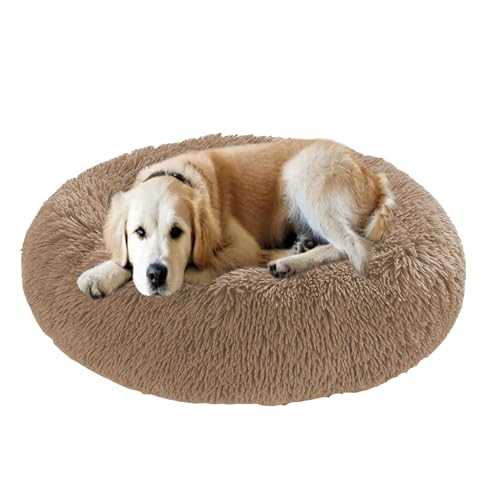 Großes Donut-Hundebett, beruhigendes Hundebett, Angstlinderung, weich, flauschig, Donut-Haustierbett, waschbar, Hundebox-Matratze, Haustierkorb für Welpen und große Katzen (110 x 110 x 20 cm, Khaki) Großes Donut-Hundebett, beruhigendes Hundebett, Angstlinderung, weich, flauschig, Donut-Haustierbett, waschbar, Hundebox-Matratze, Haustierkorb für Welpen und große Katzen (110 x 110 x 20 cm, Khaki) von DUOLEH