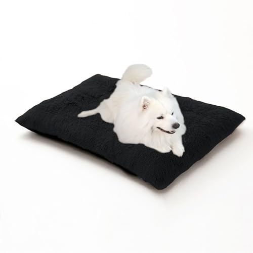 Großes Hundebett mit Reißverschluss, waschbare Hundebox-Matte, rutschfeste rechteckige Haustiermatratze, Welpenbettkissen, wärmende Haustiermatte für Border Collie/Golden Retriever (100 x 70 x 10 cm von DUOLEH