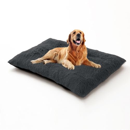 Hundekäfigbett, waschbar, groß, beruhigende Haustierbox-Matratze mit abnehmbarem Bezug, lange Plüsch-Matte, Anti-Angst-Matte, rutschfestes Hundekissen, flauschige Haustierbetten (120 x 90 x 10 cm Hundekäfigbett, waschbar, groß, beruhigende Haustierbox-Matratze mit abnehmbarem Bezug, lange Plüsch-Matte, Anti-Angst-Matte, rutschfestes Hundekissen, flauschige Haustierbetten (120 x 90 x 10 cm von DUOLEH