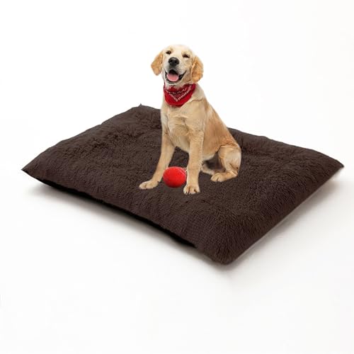 Orthopädisches Hundesofa, Hundesofa mit abnehmbarem, waschbarem Bezug, rechteckig, mittelgroße und große Haustiermatratze, Anti-Angst-Welpenkissen, 120 x 90 x 10 cm, Braun Orthopädisches Hundesofa, Hundesofa mit abnehmbarem, waschbarem Bezug, rechteckig, mittelgroße und große Haustiermatratze, Anti-Angst-Welpenkissen, 120 x 90 x 10 cm, Braun von DUOLEH