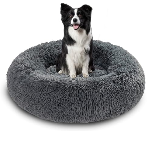 Waschbare Anti-Angst-Hundebetten für den Innenbereich, beruhigendes Hundebett, flauschiger Plüsch, runde Kuschelmatratze, wärmendes Donut-Kissen mit rutschfester Unterseite (60 x 60 x 20 cm Waschbare Anti-Angst-Hundebetten für den Innenbereich, beruhigendes Hundebett, flauschiger Plüsch, runde Kuschelmatratze, wärmendes Donut-Kissen mit rutschfester Unterseite (60 x 60 x 20 cm von DUOLEH