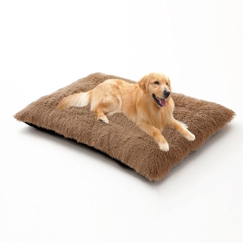Weiches und flauschiges Hundebett, extra groß, Anti-Angst-Kissen, waschbar, rechteckig, Haustiermatratze, mit rutschfester Unterseite, 65 x 48 x 8 cm, Khaki Weiches und flauschiges Hundebett, extra groß, Anti-Angst-Kissen, waschbar, rechteckig, Haustiermatratze, mit rutschfester Unterseite, 65 x 48 x 8 cm, Khaki von DUOLEH