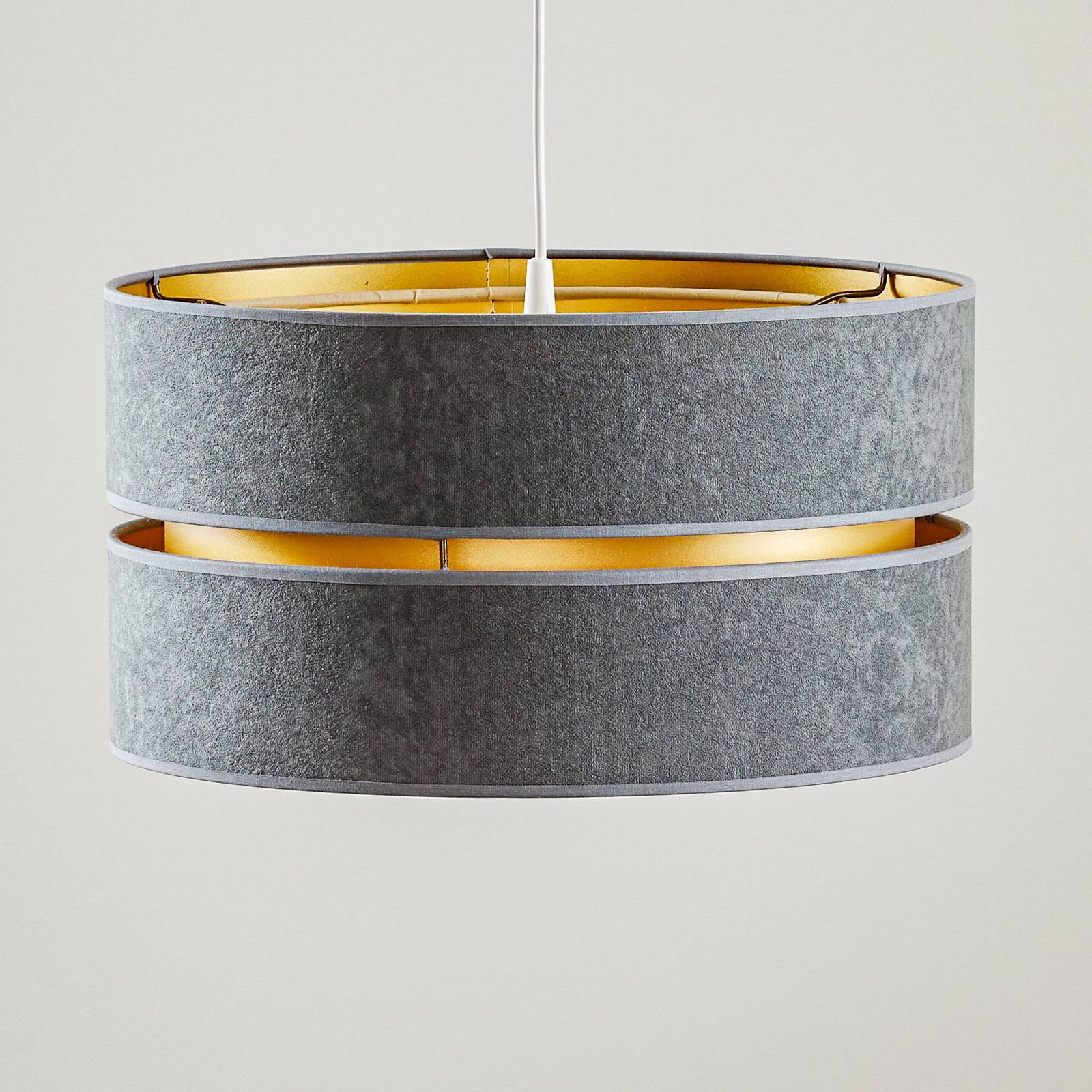 Hängeleuchte Duo, grau/gold, Ø40cm 1-flammig von Duolla