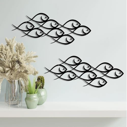 DUOOLN Metall-Wanddekoration, große Fischfamilie, moderne Marine-Metall-Wandkunst, minimalistische Fischskulptur, zum Aufhängen, rustikale Wanddekoration für drinnen und draußen, Küche, Badezimmer DUOOLN Metall-Wanddekoration, große Fischfamilie, moderne Marine-Metall-Wandkunst, minimalistische Fischskulptur, zum Aufhängen, rustikale Wanddekoration für drinnen und draußen, Küche, Badezimmer von DUOOLN