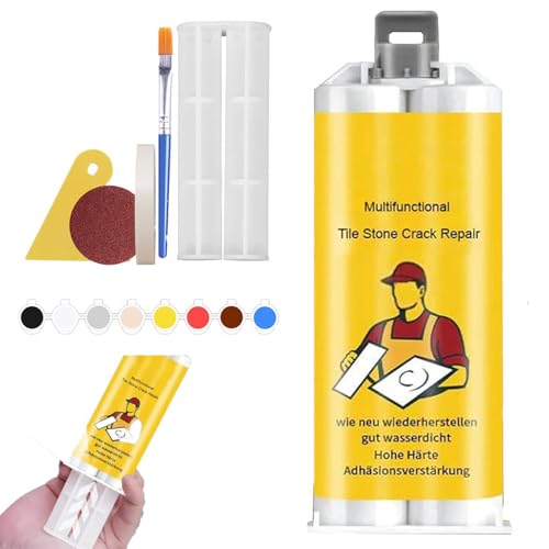 DUOPAI Crack Repair Kit, Reparaturset für Porzellan, Fliesen- und Keramikglasur-Reparaturpaste Zum Reparieren von Rissigen Badewannensplittern auf der Arbeitsplatte dus Porzellan von DUOPAI