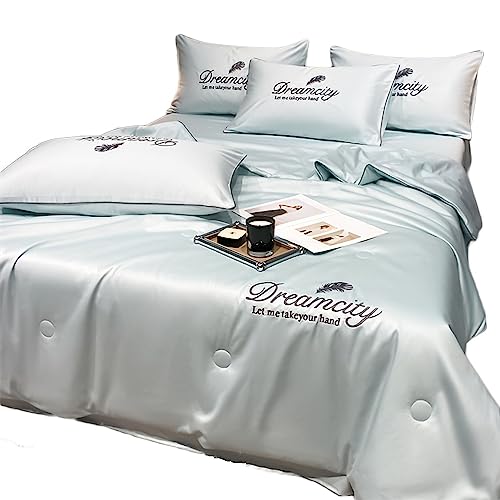 DUOPAI Summer Simple Ice Silk Quilt, Sommer Einfacher EIS-Seiden-Quilt Bettwäsche, Kühle Und Bequeme Waschbare EIS Seide Einfache Klimaanlage Bettdecke, Steppdecke Aus Eisseide von DUOPAI