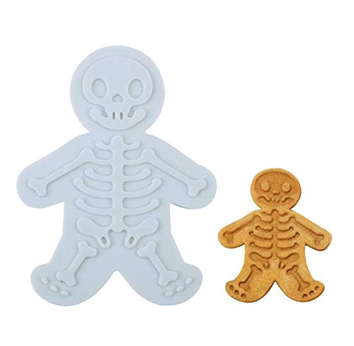 DUORUI 2 Stück Ausstechformen Form Presse Keks Fondant Kuchenform Kunststoff für Kinder DIY Backwerkzeug Halloween Skelett Muster von DUORUI