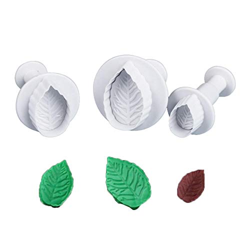 DUORUI 3 Stück Ausstechformen Plunger Keks Fondant Kuchenform Kunststoff für Kinder DIY Backwerkzeug Dekorieren Blätter Muster von DUORUI