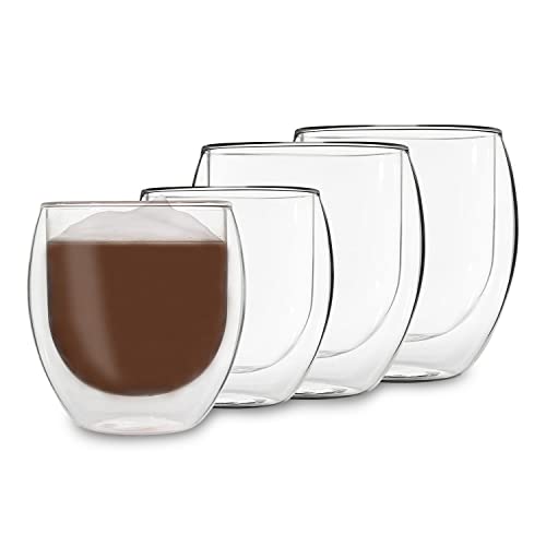 DUOS® Jumbo Latte Macchiato Gläser Set (2x2 Größen), Doppelwandige Gläser Latte Macchiato, Doppelwandige Kaffeegläser, Teegläser, Cappuccino Gläser Eiskaffee Thermogläser doppelwandig Espressotassen von DUOS