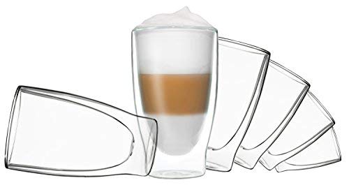 DUOS® Latte Macchiato Gläser Set 6x400ml, Doppelwandige Kaffeegläser, Teegläser, Cappuccino, Eiskaffee Gläser Thermogläser Espressotassen von DUOS