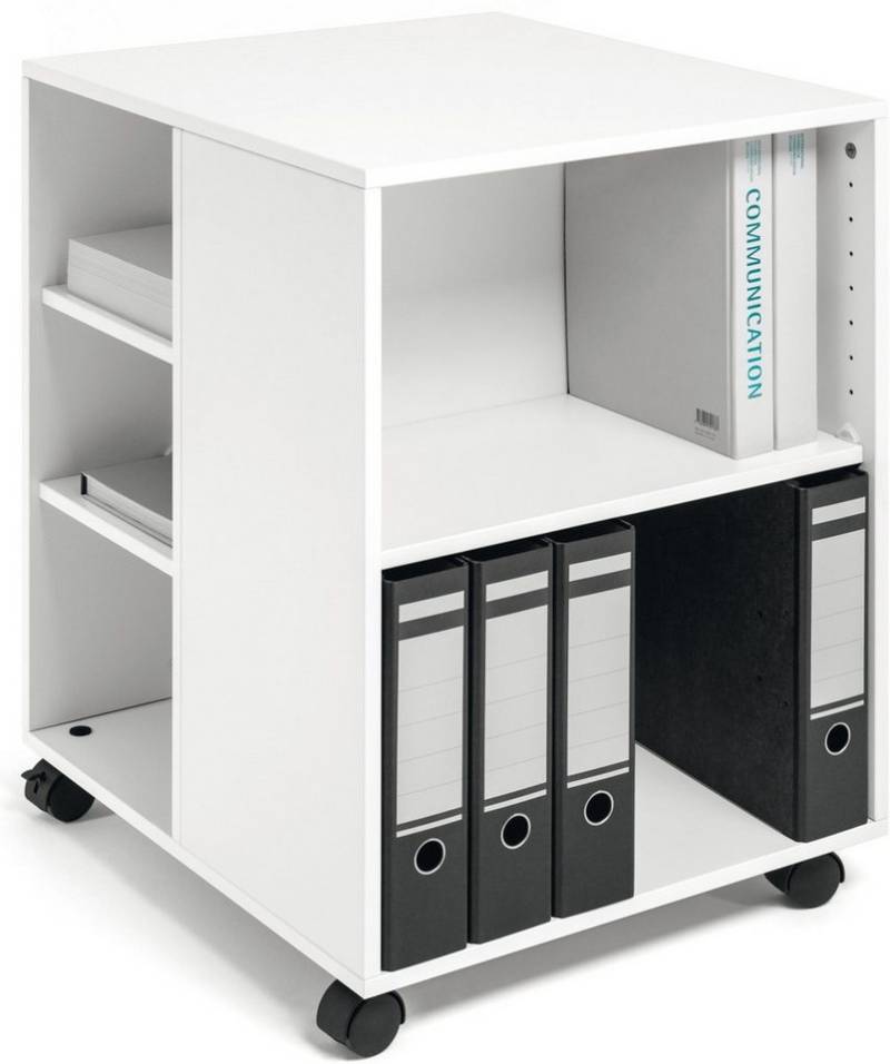 DURABLE Container Multifunktionswagen 3-seitig offen 6 Böden 528x737x592mm weiß von DURABLE