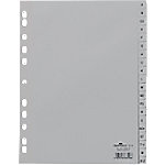 DURABLE Index-Haftstreifen A-Z DIN A4 Grau 20-teilig Polypropylen 11 Löcher 6510 von DURABLE