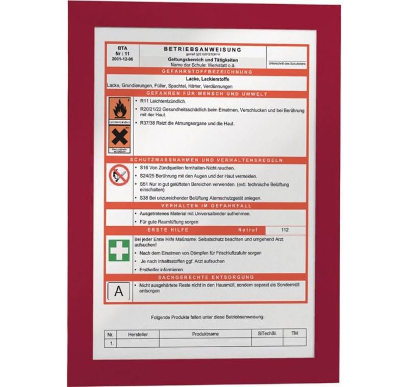 DURABLE Memoboard Präsentationssystem A4 Duraframe 2Stück rot von DURABLE