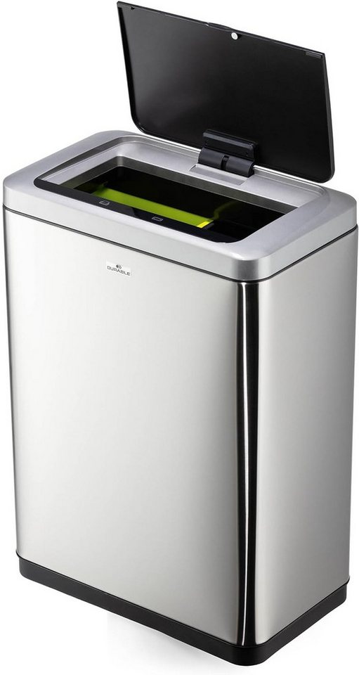 DURABLE Papierkorb NO TOUCH, Sensor NO Touch Duo 2x20L Abfalleimer, Edelstahl, Silber, 40 Liter von DURABLE