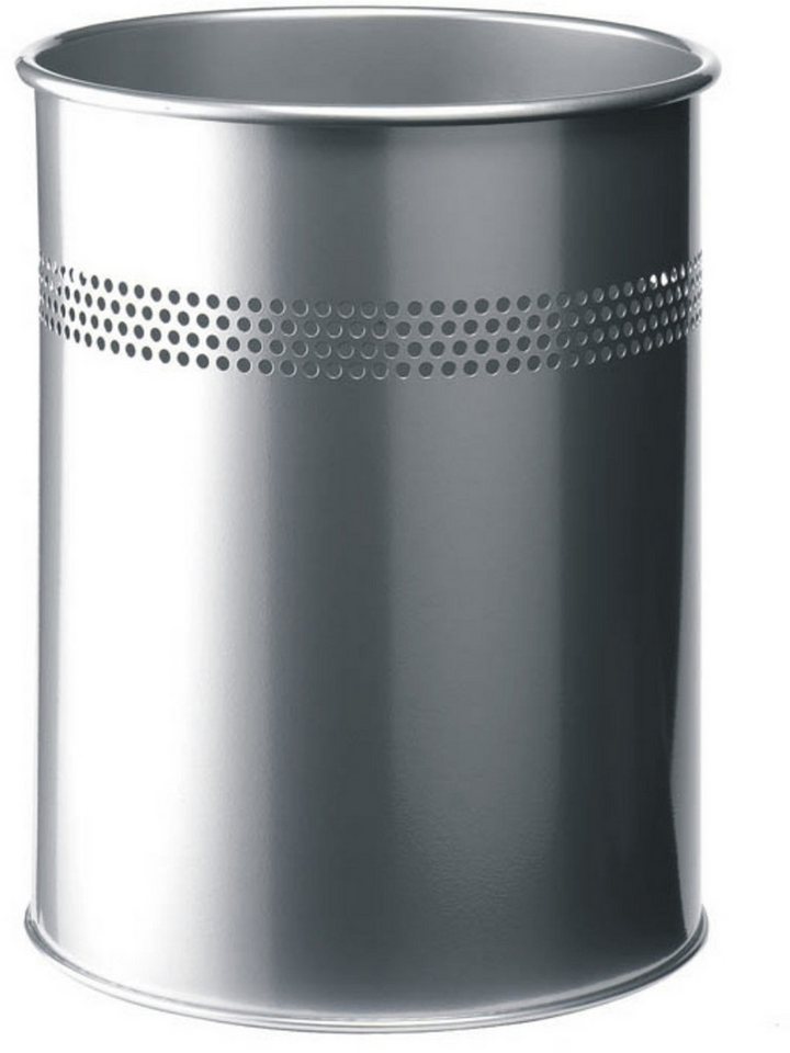 DURABLE Papierkorb Papierkorb Metall rund 15l metallic silber. von DURABLE
