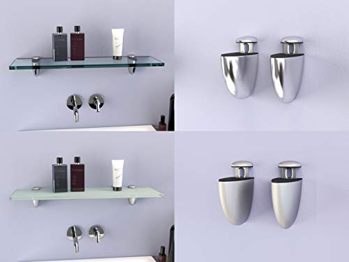 DURAFURN® Glasablage 400 mm x 200 mm x 8 mm als Variante klares Glas mit Chromhalter Glasregal Spiegelablage Badablage Wandhalter Wandregal Duschablage von DURAFURN