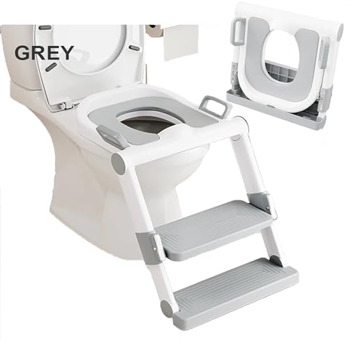 DURALIS - Toilettensitz kinder - Spritz- und Rutschfest – Töpfchen für kinder mit Treppe - Höhenverstellbarer Toilettentrainer für Kleinkinder - Weiß von DURALIS