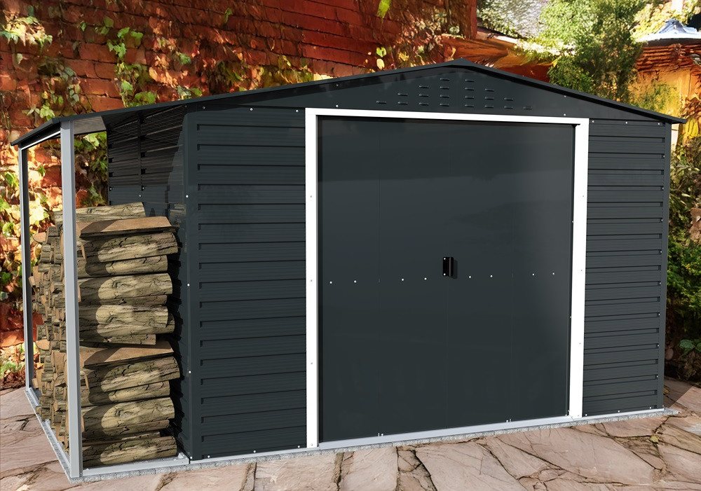 DURAMAX Gerätehaus DURAMAX Metall-Alpine 3x2,4m mit Anbau, BxT: 381,3x243,1 cm von DURAMAX