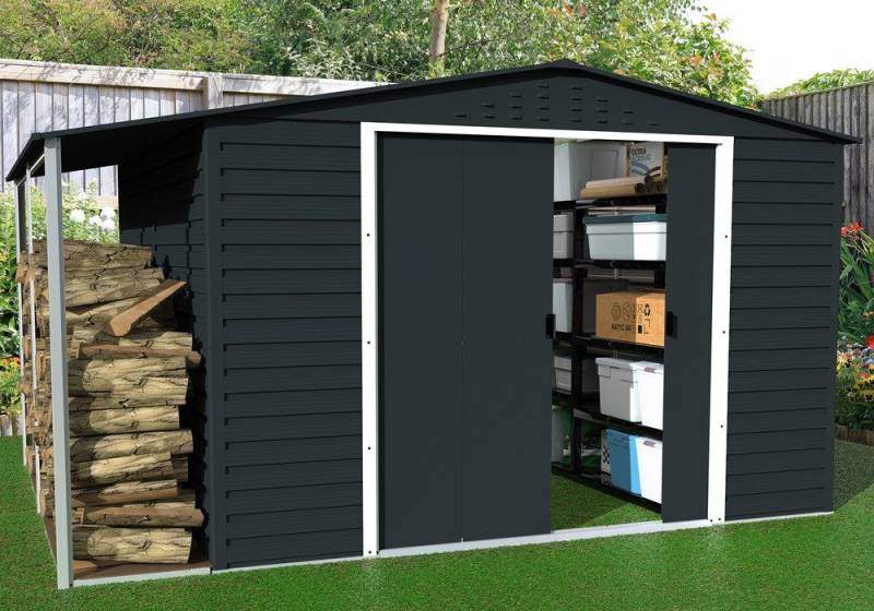 DURAMAX Gerätehaus DURAMAX Metall-Alpine 3x3m mit Anbau, BxT: 381,3x303,1 cm von DURAMAX