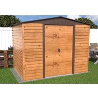 Metall-Gerätehaus Alpine 2,4x1,8m Holzoptik Gerätehaus aus Metall in Braun, Geräteschrank mit 0,31 mm Wandstärke Gartenhaus - Duramax von DURAMAX