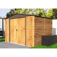 Metall-Gerätehaus Alpine 3x2,4m Holzoptik Gerätehaus aus Metall in Braun, Geräteschrank mit 0,31 mm Wandstärke Gartenhaus - Duramax von DURAMAX