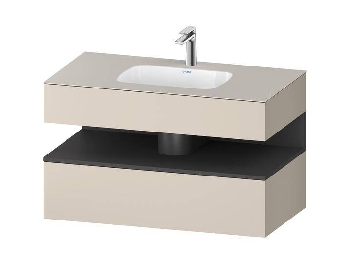 Duravit, Badmöbelset, Qatego Einbauwaschtisch mit Konsolenwaschtischunterbau, 1000x550x600mm, Nische Graphit Matt von DURAVIT