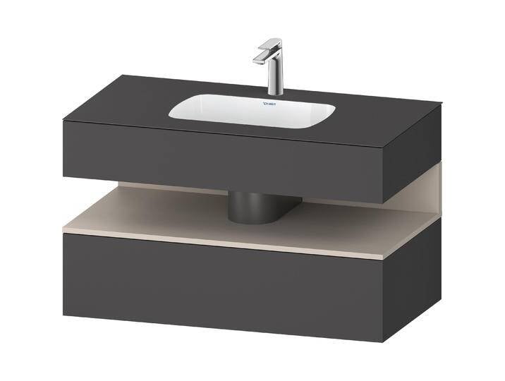 Duravit, Badmöbelset, Qatego Einbauwaschtisch mit Konsolenwaschtischunterbau, 1000x550x600mm, Nische Taupe Matt von DURAVIT
