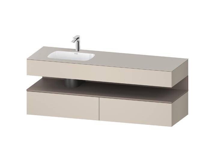 Duravit, Badmöbelset, Qatego Einbauwaschtisch mit Konsolenwaschtischunterbau, 1600x550x600mm, Nische Basalt Matt von DURAVIT
