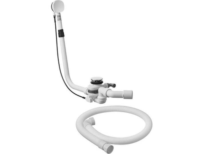 Duravit, Siphon, Ab-/Überlaufgarnitur QUADROVAL mit Bodenzulauf Flexschlauch lang chrom (Überlaufgarnitur, 1 1/4 ) von DURAVIT