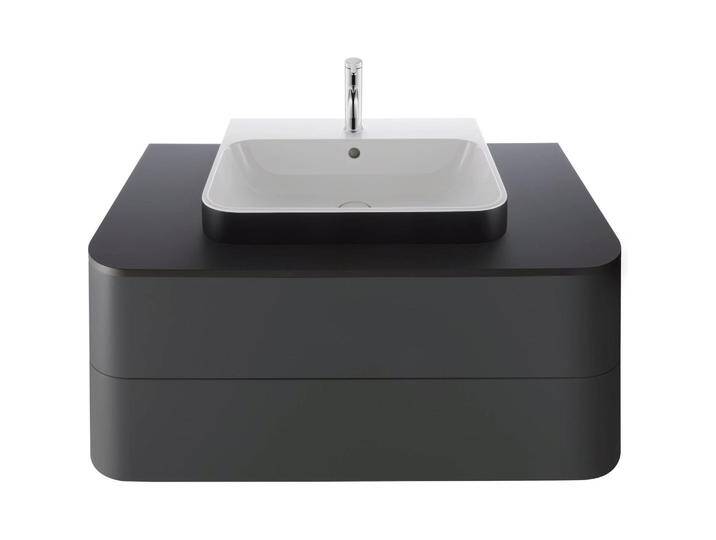 Duravit, Waschbecken, Aufsatzbecken HAPPY D.2 PLUS m ÜL m HLB 600x460mm 1 HL weiss/anthrazit (460 mm, 600 mm) von DURAVIT