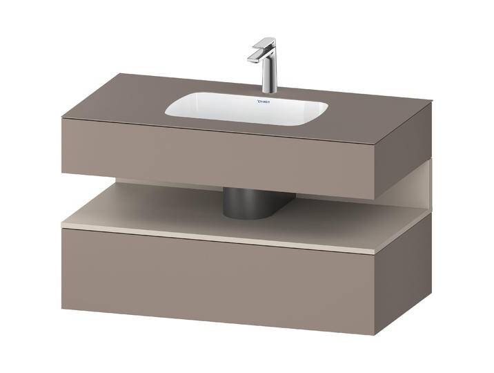 Duravit, Waschbecken, Qatego Einbauwaschtisch mit Konsolenwaschtischunterbau, 1000x550x600mm, Nische Taupe Matt (550 mm, 1000 mm) von DURAVIT