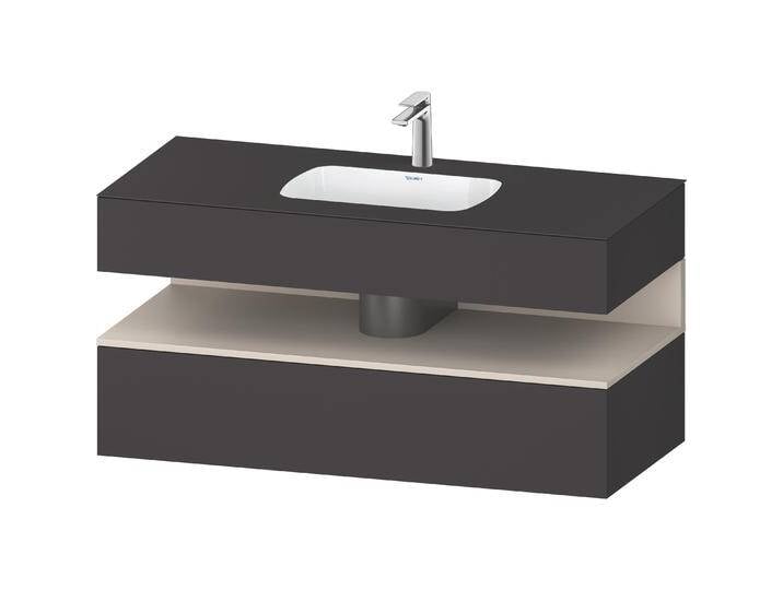 Duravit, Waschbecken, Qatego Einbauwaschtisch mit Konsolenwaschtischunterbau, 1200x550x600mm, Nische Taupe Matt (550 mm, 1200 mm) von DURAVIT