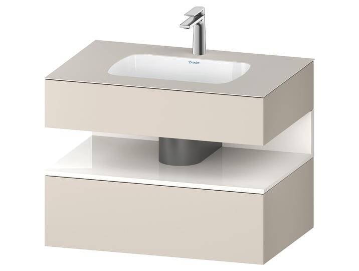 Duravit, Waschbecken, Qatego Einbauwaschtisch mit Konsolenwaschtischunterbau, 800x550x600mm, Nische Weiss Hochglan (550 mm, 800 mm) von DURAVIT