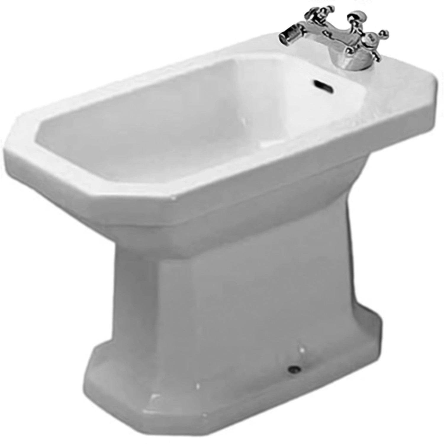 Duravit Stand-Bidet 1930 Weiß WonderGliss mit Überlauf + 1 Hahnloch von DURAVIT