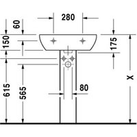 Duravit Waschtisch D-CODE mit Überlauf, Hahnlochbank, 1 Hahnloch 550 x 430 mm weiß von DURAVIT