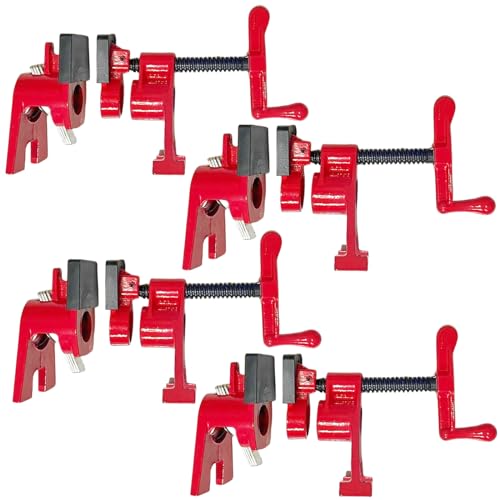 DURDUR 4 Stck RohrSchraubzwinge Rohrzwingen 3/4 zoll,Temperguss Schraubzwingen Set zum Türfutter-Montage-set,Schnellspanner Clamp, Schraubstock,Verleimzwinge von DURDUR