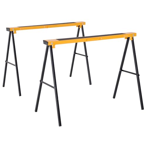 DURHAND 2er-Set Arbeitsbock Sägepferd Klappbar Unterstellbock rutschfest Metall Gelb 99,5 x 50 x 76 cm von DURHAND