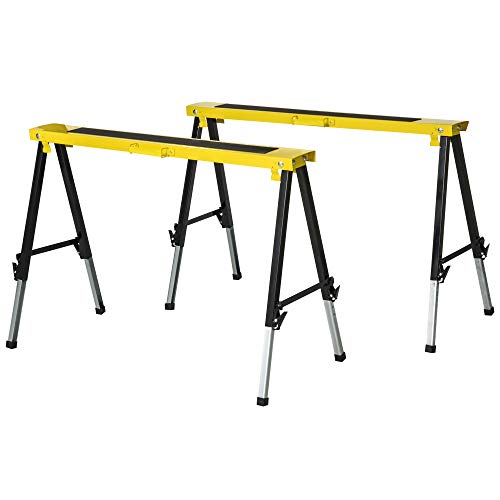 DURHAND 2er-Set Sägepferd Arbeitsbock Unterstellbock Klappbar rutschfest Stahl Gelb Schwarz 100 x 49 x 62-90 cm Belastbarkeit 100 kg DURHAND 2er-Set Sägepferd Arbeitsbock Unterstellbock Klappbar rutschfest Stahl Gelb Schwarz 100 x 49 x 62-90 cm Belastbarkeit 100 kg von DURHAND