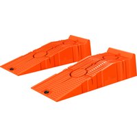DURHAND Set 2 Autoladerampen aus Kunststoff mit einer maximalen Tragkraft von 5 Tonnen, platzsparende Autobahnen für Wartungsarbeiten, 91x30x21 cm, Orange   Aosom von Durhand